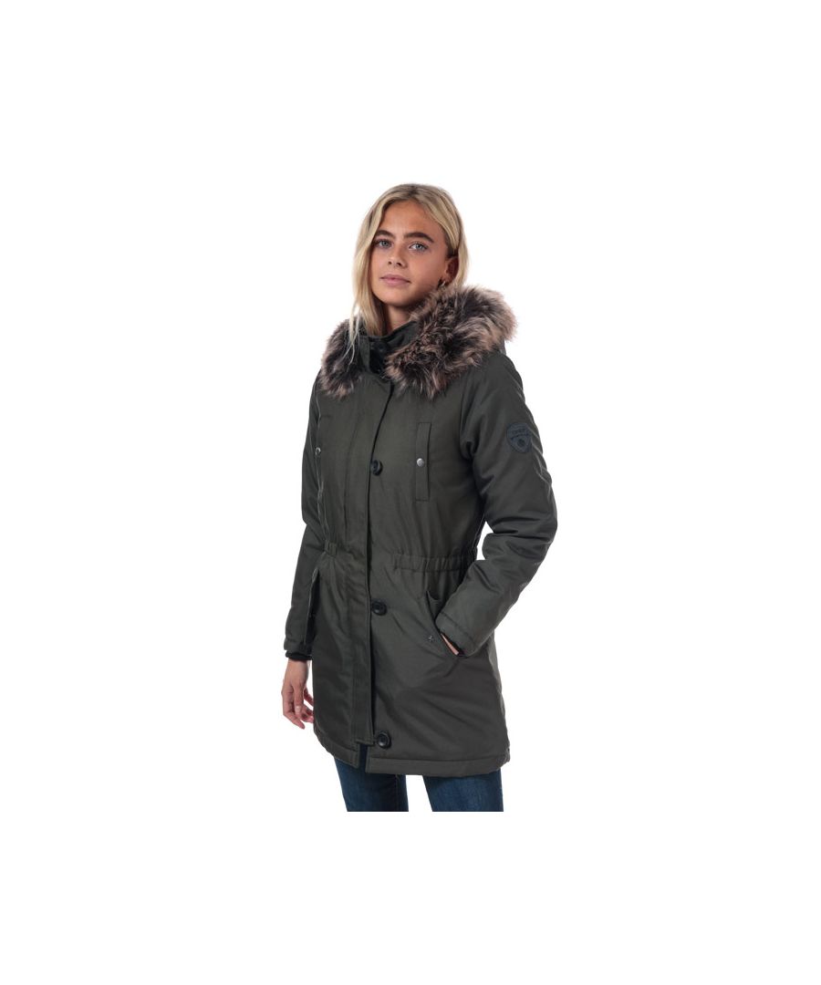 only womenss iris winter parka jacket in olive - green - size 4 uk
