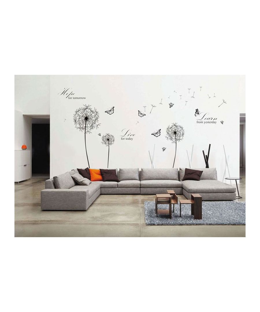 Image for Combo of Black Dandelion+Learn Live Hope Quotes(grey) Wall Stickers, Kitchen, Bathroom, Living room, Self-adhesive, Decal, Wall Sticker Flowers, Butterflies Decoration
