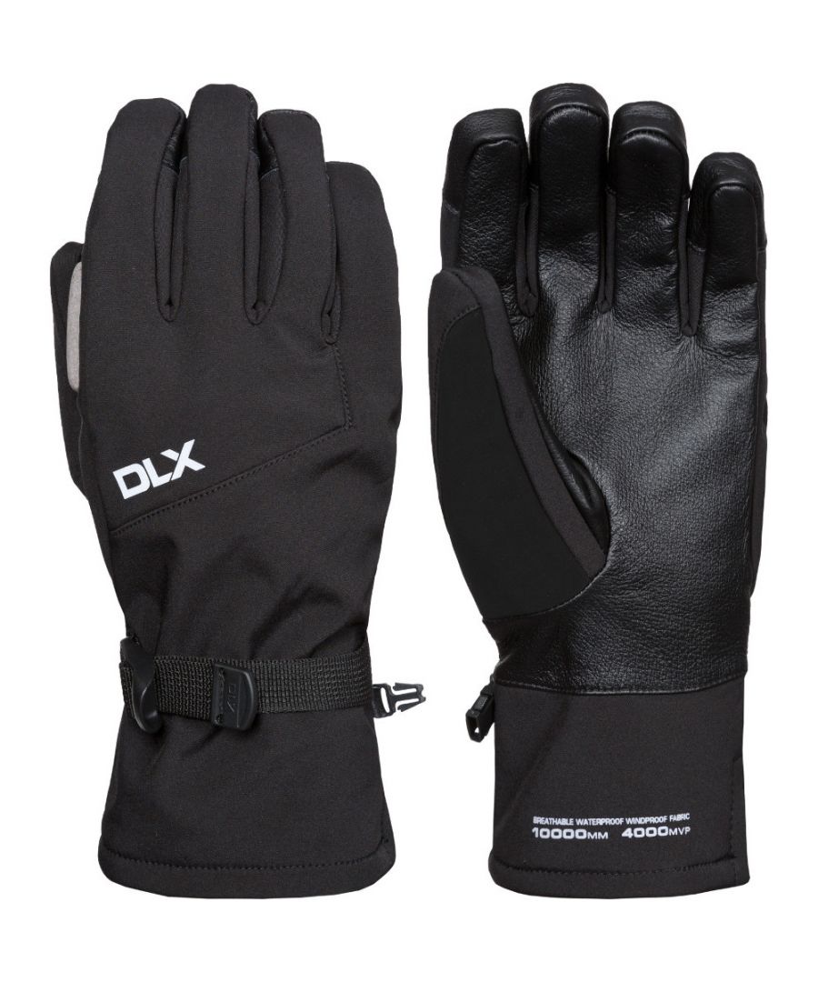 High performance softshell gloves, waterproof up to 10000mm and breathable up to 4000mvp. Lightly padded. Adjustable wrist strap, glove retainer. Elasticated side panel on cuff.