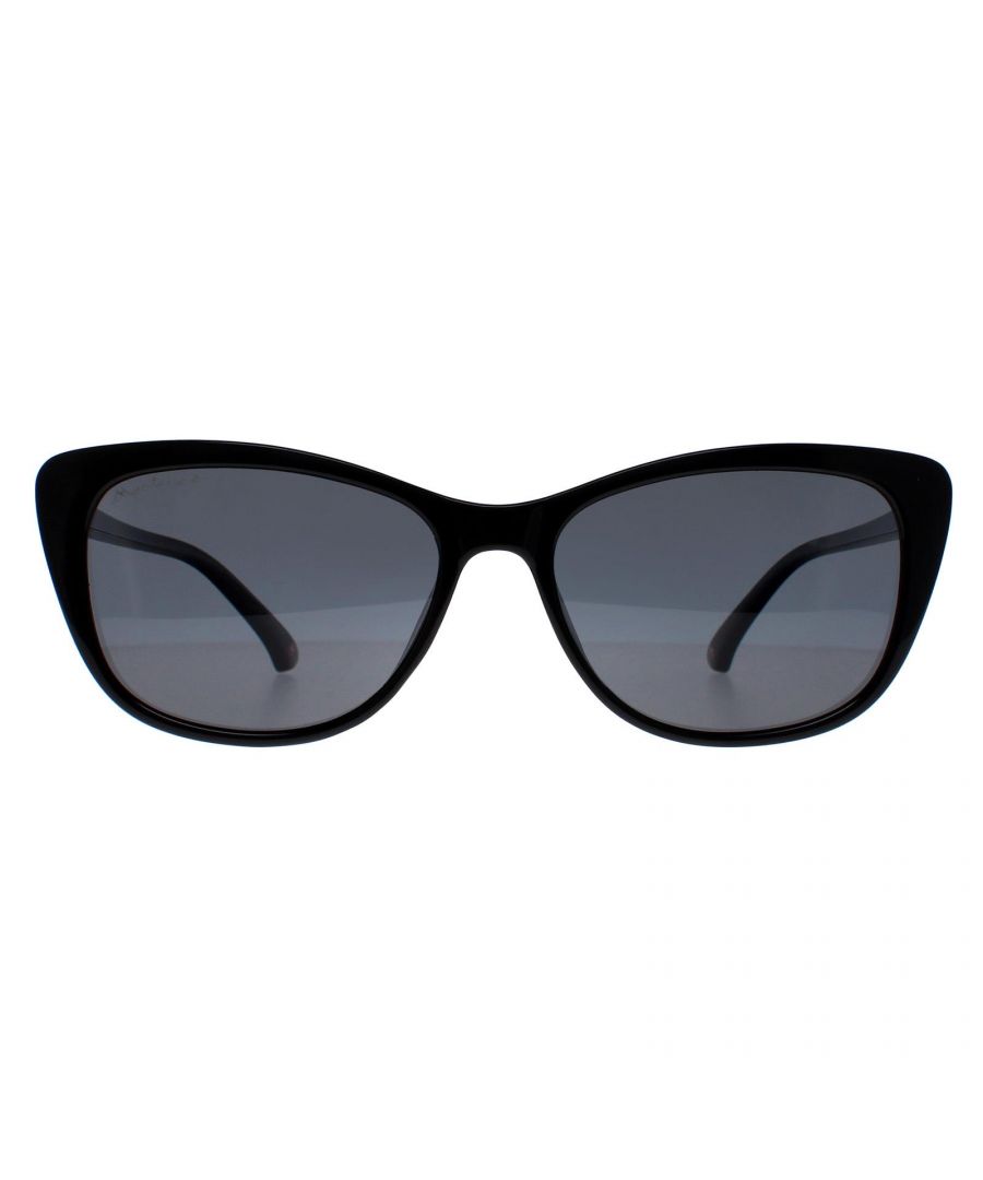 Montana Cat Eye Womens Black Grey Polarized MP42  Sunglasses are a elegant cat eye frame crafted from lightweight acetate. The temples feature the Montana logo creating a fashion-forward look that complements any outfit, making these sunglasses a versatile accessory for both casual and formal occasions.