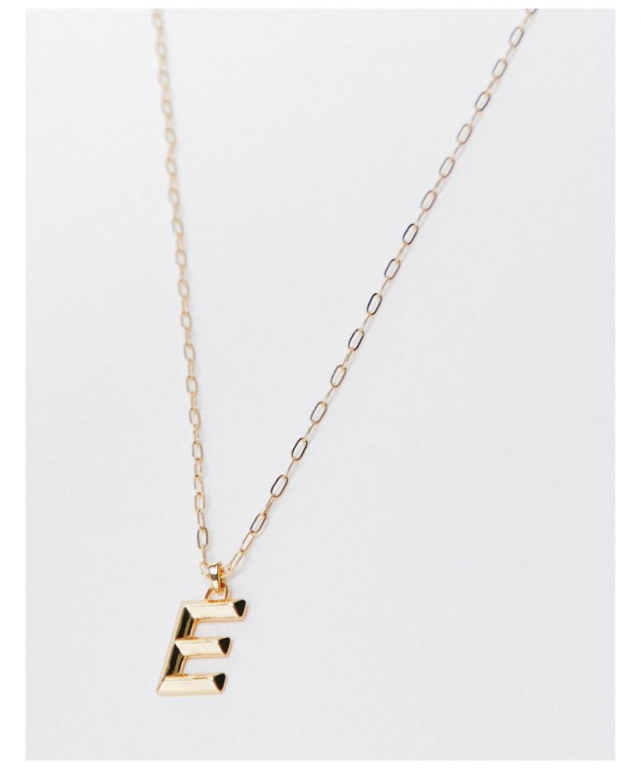 Accessories by Topshop Welcome to the next phase of Topshop Link chain 'E' pendant Adjustable length Lobster clasp  Sold By: Asos