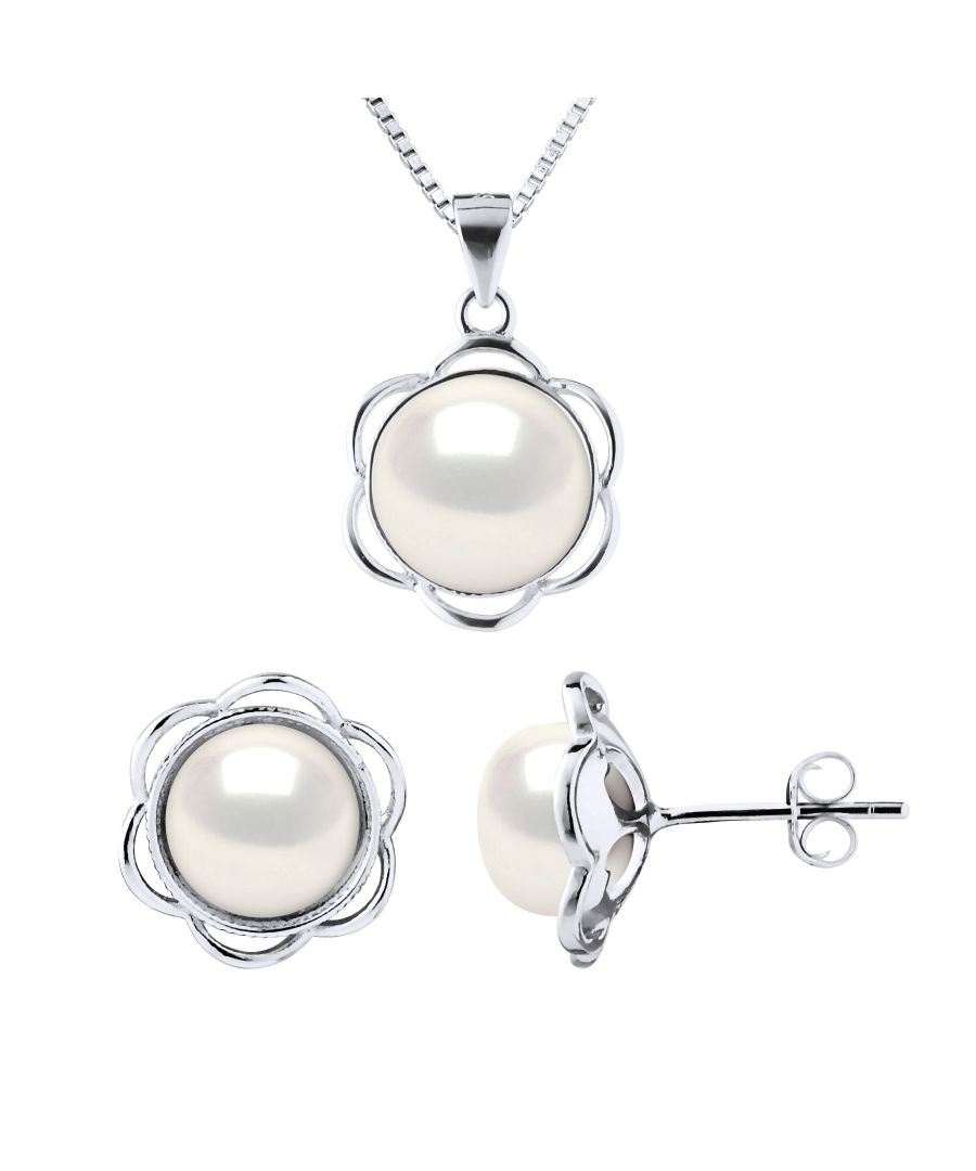 Image for Adornment Necklace & Earrings PETAL Freshwater Pearl 8-9mm White 925