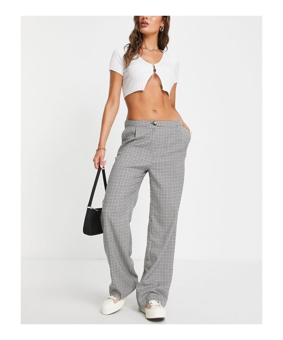 Trousers & Leggings by Miss Selfridge Treat your lower half Check print Low rise Functional pockets Relaxed fit  Sold By: Asos