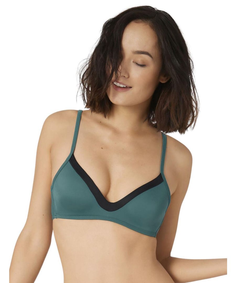 Sloggi Womens 10207640 Shore Kosrae Padded Bikini Top - Green Elastane - Size 12 UK