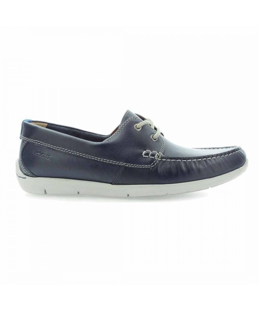 Clarks Karlock Step Mens Navy Boat Shoes - Blue Nubuck Leather - Size UK 8.5