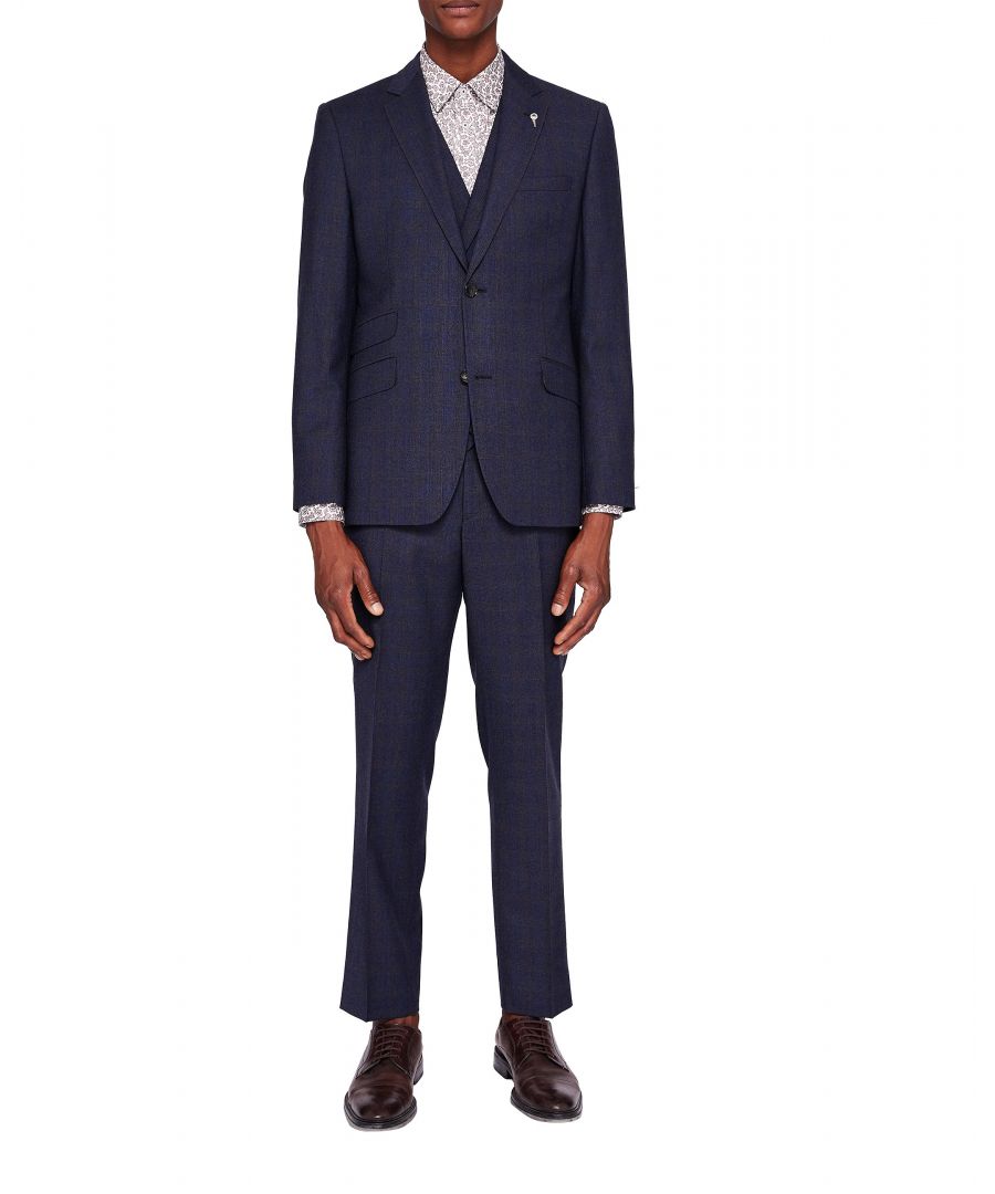 Image for Ted Baker Sheltnj Sterling Checked Wool Suit Jacket, Blue
