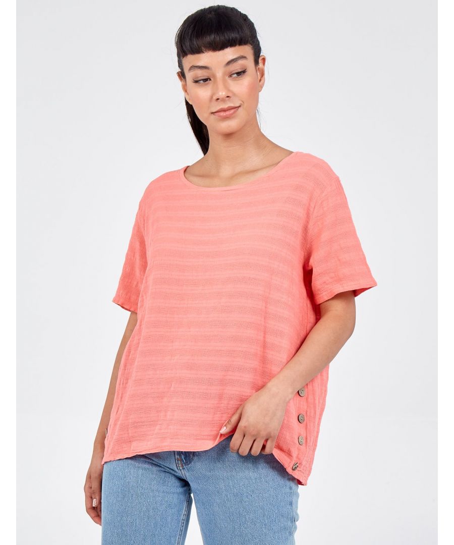 Go for classy smart look with this scoop neck top. Oversized shape make it perfect for office and also for any coming events. Wear with skinny shorts.  \nConstruction: 100% Cotton. Machine Washable\nThis top comes in ONE size that fits UK 8-14