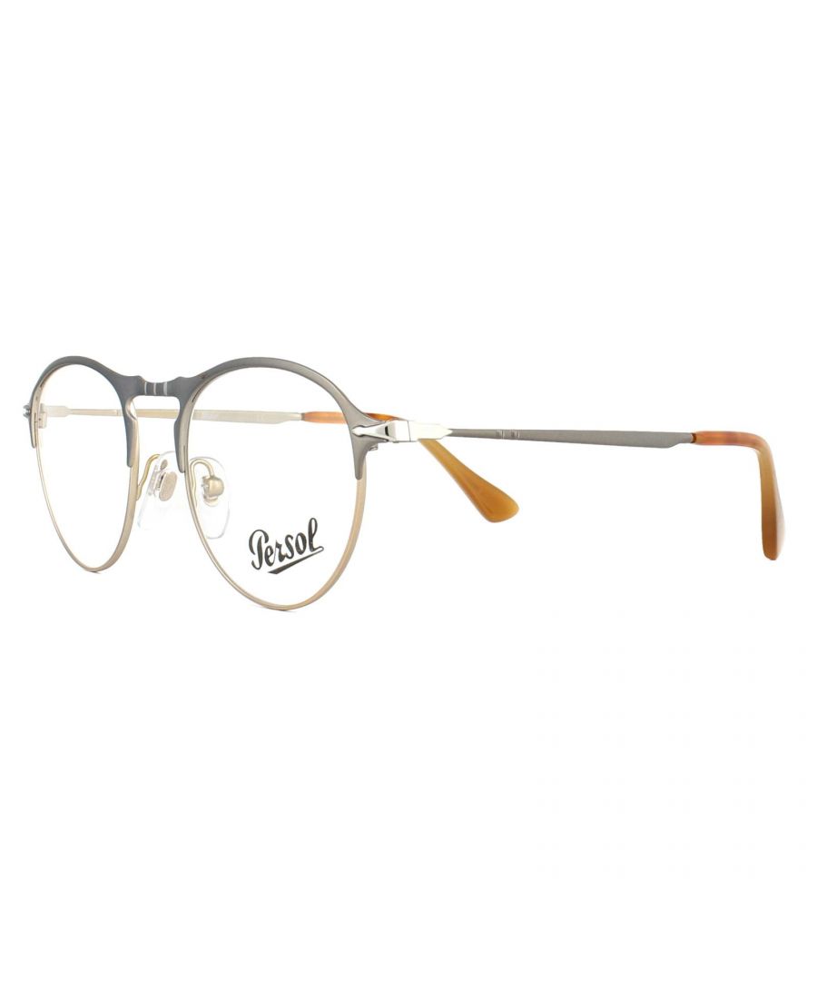 Persol  Glasses Frames PO7092V 1071 Matt Grey Light Brown 48mm Mens Metal - One Size