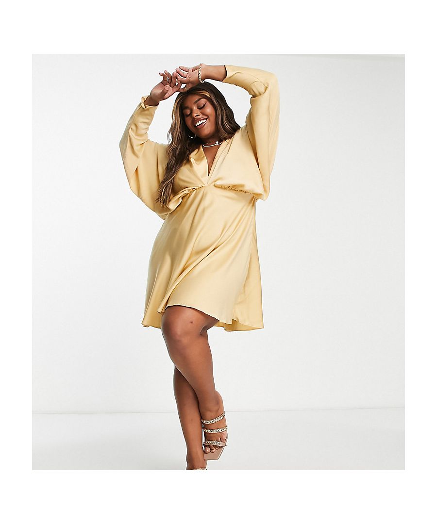 Dresses by ASOS Curve A round of applause for the dress Plunge neck Batwing sleeves Tie-back fastening Regular fit Sold by Asos