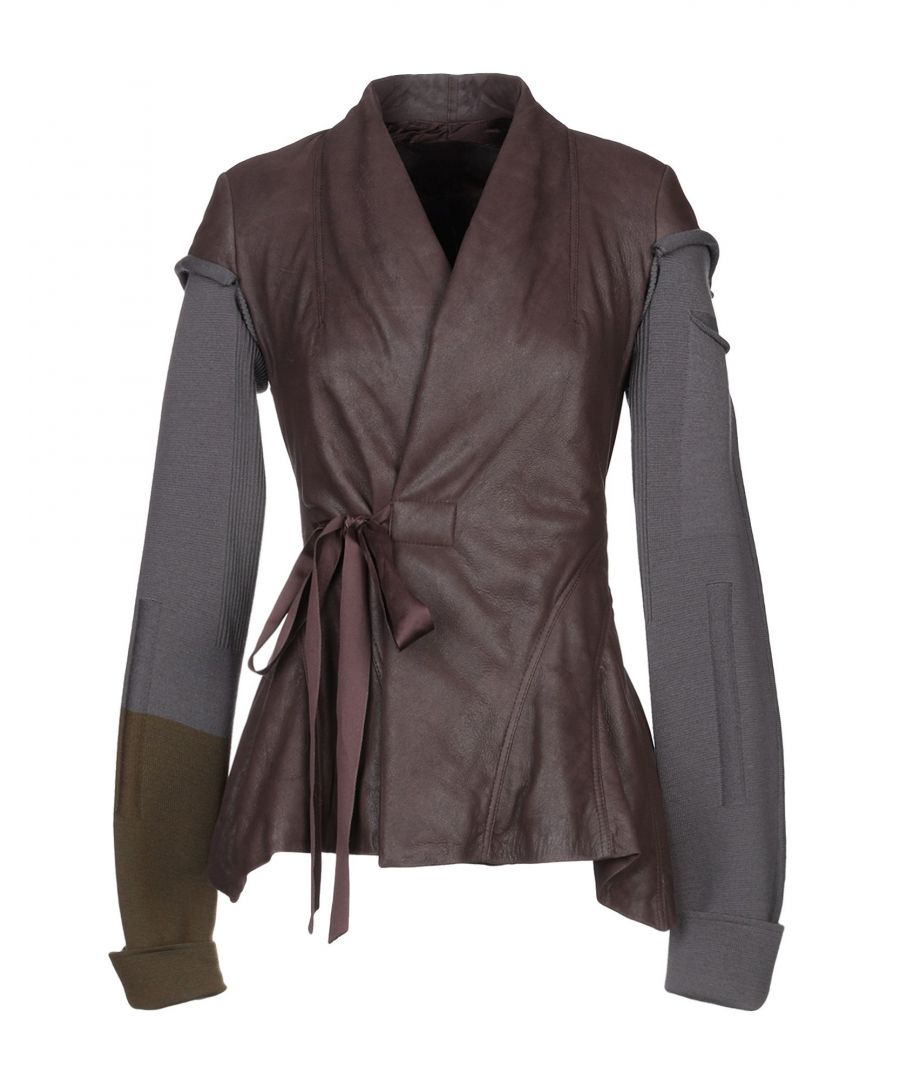 leather, knitted, multicolour pattern, single pocket, self-tie closure, v-neck, single-breasted , long sleeves, padded inner, small sized, contains non-textile parts of animal origin