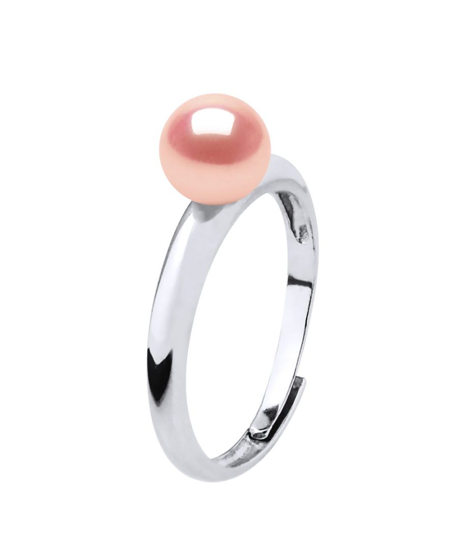 Ring Rush Genuine Freshwater Pearl Round 6-7 mm - Quality AAAA + - COLORI NATURAL ROSE - Adjustable from Size 48 to Size 62 - 925 Thousandth rhodium - 2 years warranty against manufacturing defects in its case with -Livrée a certificate of Authenticity and an International Warranty - All our jewels are made in France.