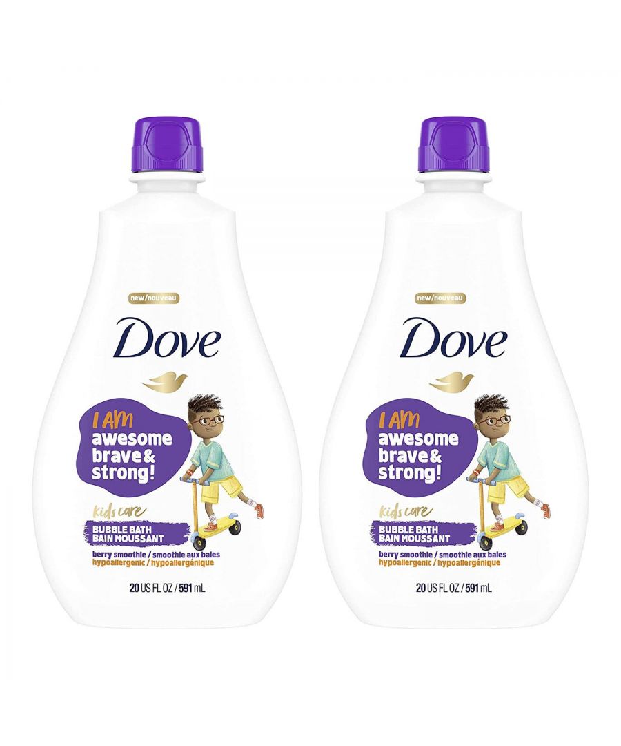 Dove Childrens Unisex Kids Care Bubble Bath Berry Smoothie Hypoallergenic Foaming Wash, 2x591ml - Lilac - One Size