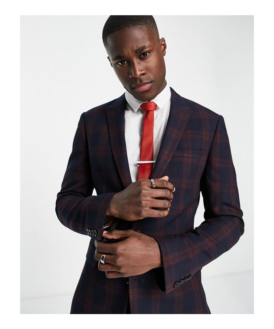 Suit jacket by ASOS DESIGN Effort: made Check design Peak lapels Padded shoulders Two-button fastening Functional pockets Super-skinny fit Sold by Asos