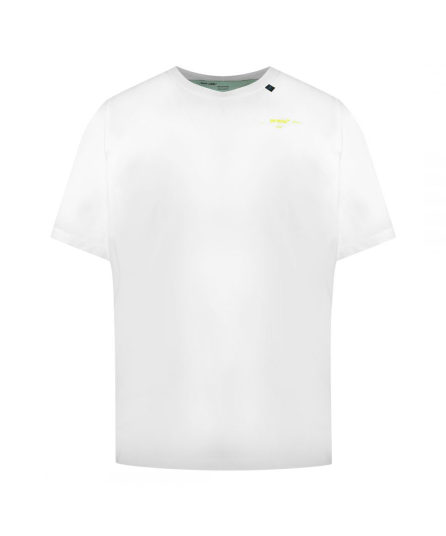 Off-White Yellow Arrow Logo Oversized White T-Shirt. Off-White White T-Shirt. Off-White Logo On Front Chest. Crew Neck. 100% Cotton, Made In Portugal. Style Code: OMAA038F191850100160