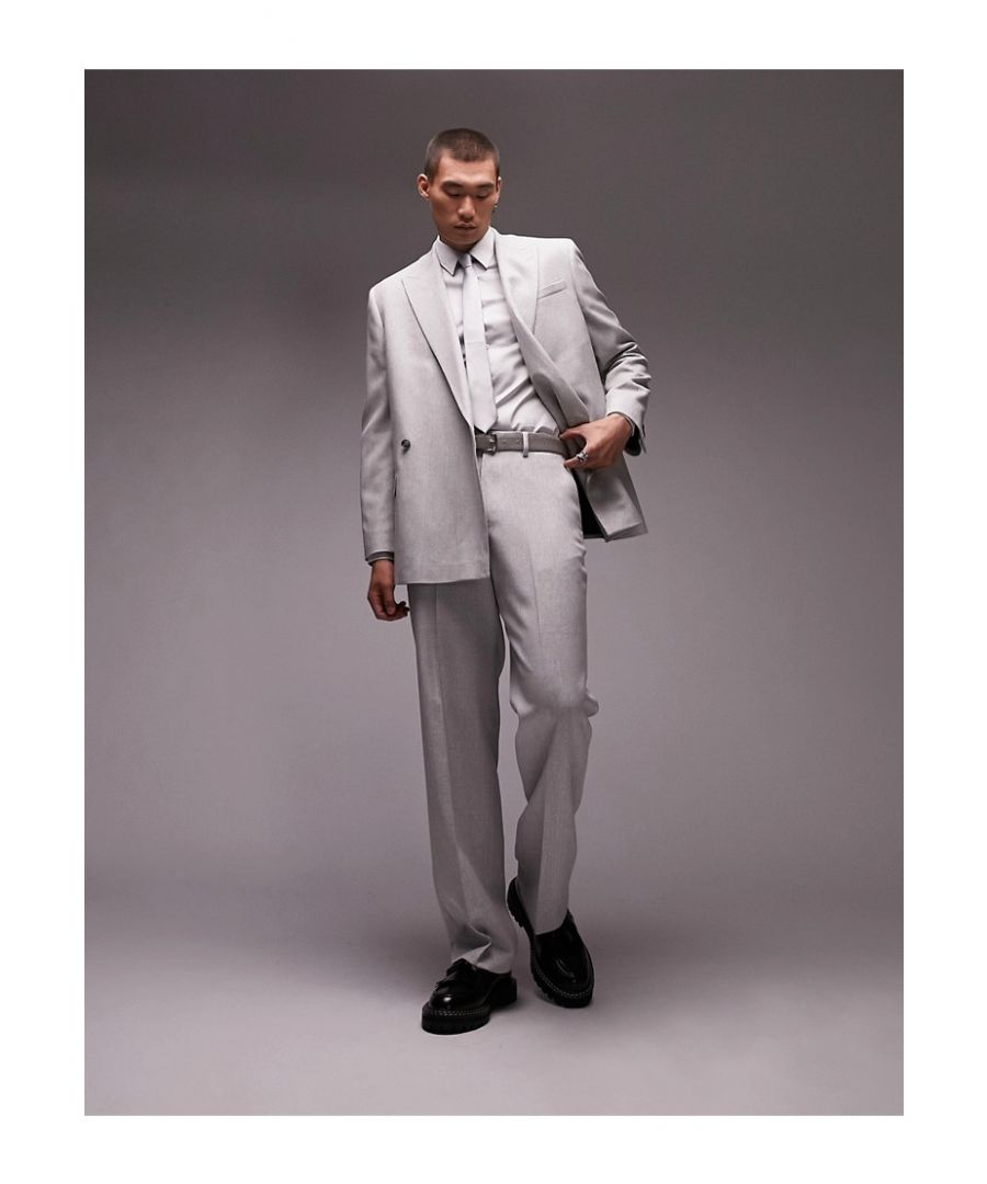 topman mens wide leg brushed wedding suit trousers in grey - size 28 regular