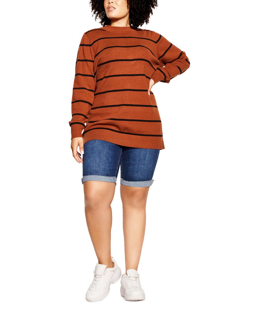 Introducing the Olivia Jumper! This thick, soft knit jumper is perfect for chilly weather. It features an elasticated round neckline, long sleeves with elasticated cuffs, and a below hip hemline with elasticated hem. The toffee colour is perfect for fall and winter. You'll love the hint of nostalgia this jumper brings. Key Features Include: - Elasticated round neckline - Long sleeves with elasticated cuffs - Soft thick fabrication - Below hip hemline with elasticated hem