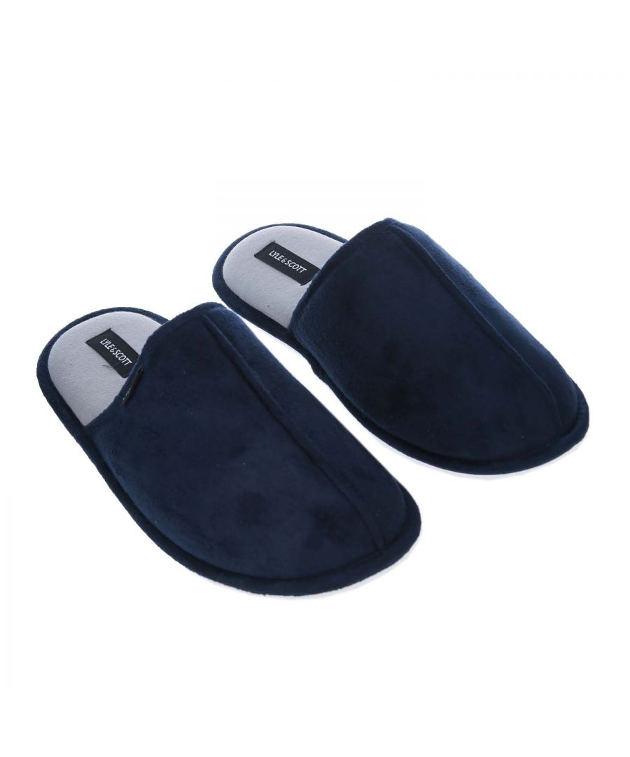 Mens Lyle And Scott Dustin Mule Slipper in navy.- Slip on.- Lyle And Scott branding.- Rubber sole.- Textile Upper & Lining  Synthetic Sole.- Ref.: DUSTIN9545
