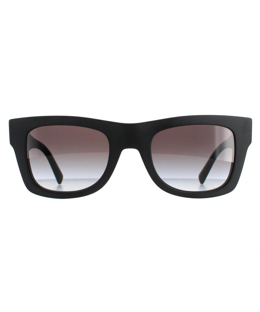 Valentino Square Unisex Matte Black Grey Gradient VA4045 Sunglasses VA4045 are a fashionable square style crafted from lightweight acetate. The Valentino logo features on the chunky temples for brand authenticity.