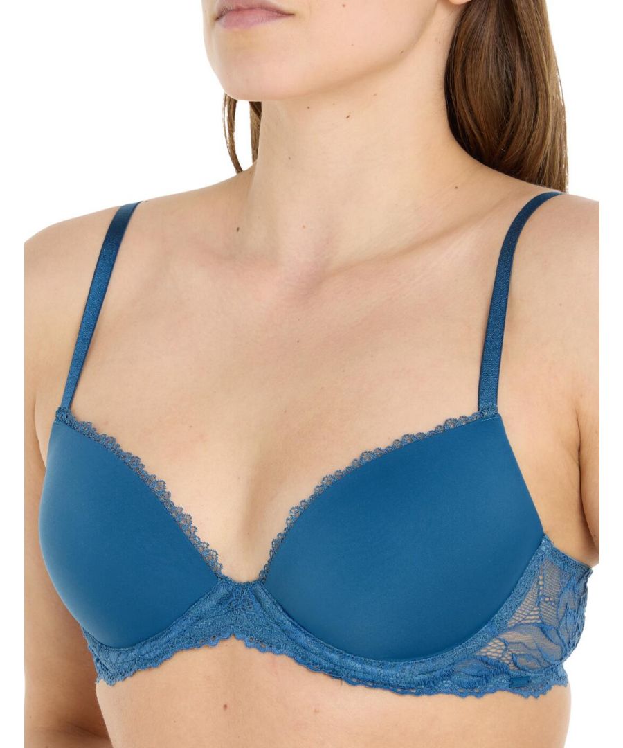 Calvin Klein Womens 000QF6394E Demi Lift Bra - Blue Nylon - Size 32DD