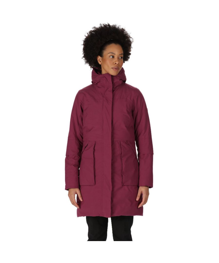Waterproof and breathable Isotex 8000 recycled 100% polyester stretch fabric. Breathability rating 8,000g/m2/24 hours. Durable water repellent finish. Taped seams. Quilted polyamide lining. Feather Free - premium recycled synthetic down insulation. Recycled fabric and fill made from approximately 35 plastic bottles (500ml size). Heavyweight fill. Grown on hood with concealed adjusters. 2 lower patch pockets. Adjustable drawcord waist. Inner ribbed cuff.