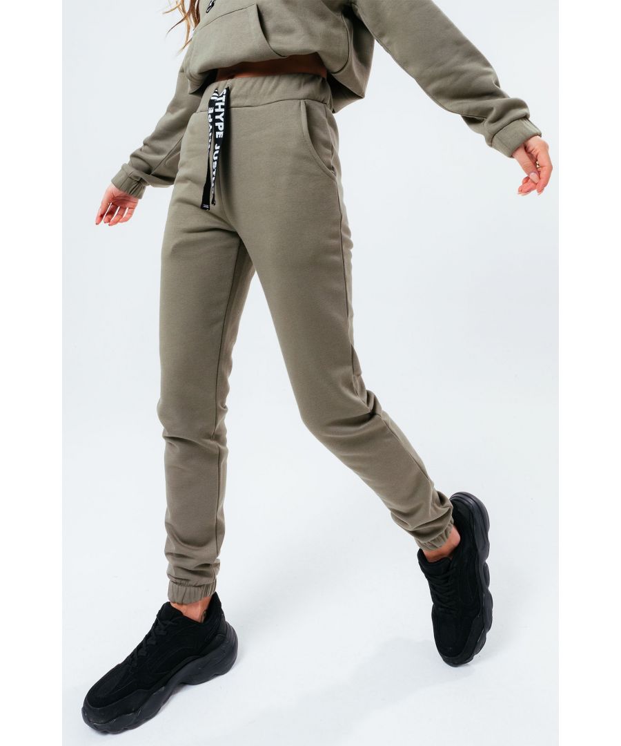Introducing the HYPE. Khaki Women's Joggers designed in our all-over mint colour palette. Designed in our women's oversized baggy shape, in 80% cotton and 20% polyester fabric for the ultimate comfort. With an elasticated waistband, fitted cuffs and embossed drawstring pullers. Wear with the matching hoodie for your next loungewear look. Machine washable.