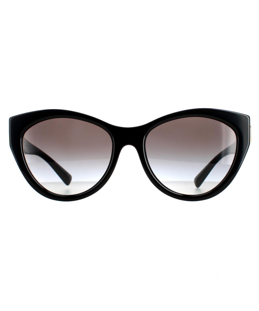 Valentino Cat Eye Womens Black Grey Gradient VA4109 Sunglasses VA4109 are a polished cat eye style crafted from lightweight acetate. The Valentino emblem features on the temples for brand authenticity.