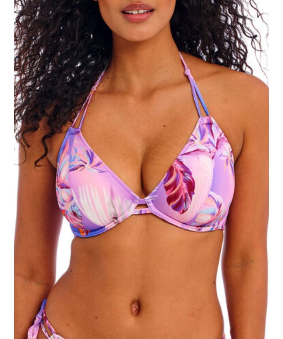 Freya Womens Miami Sunset Halterneck Bikini Top - Purple Polyamide - Size 30F