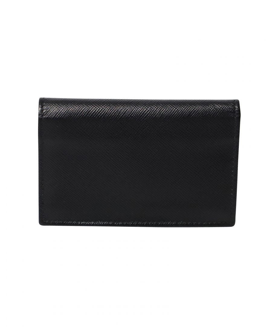 VINTAGE, RRP AS NEW\nThis Prada bifold leather card holder  is absolutely adorable and is the perfect size for your personal information. The pebbled soft leather is sure be the classic accessory you need. The embossed Prada Paris logo looks amazing with the simple black leather. \n\nPrada Bifold Card holder in Black Saffiano Leather\nCondition: excellent\nSign of wear: No\nMaterial: Saffiano Leather\nColor: Black\nSize: One Size\nWIDTH (MM) 20 LENGTH (MM) 105 HEIGHT (MM) 65\nSKU: 129736