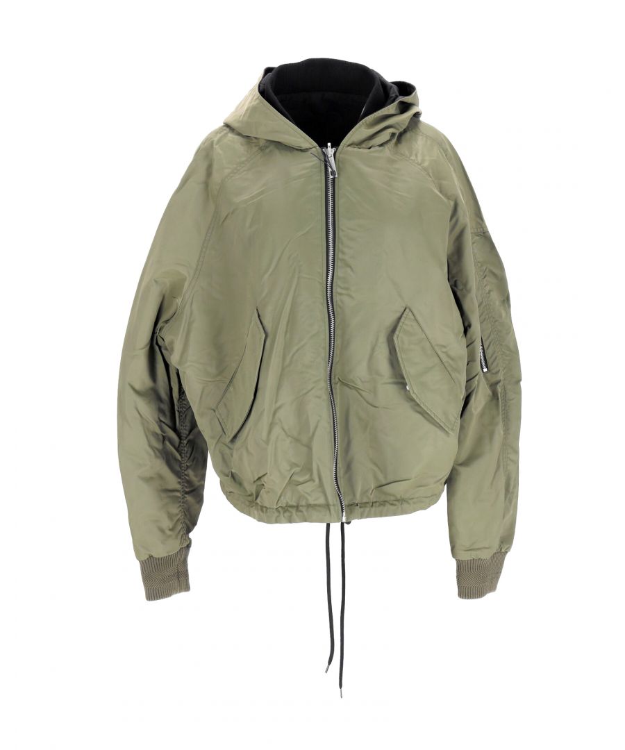 tommy hilfiger pre-owned mens lewis hamilton reversible bomber jacket - green nylon - size x-large