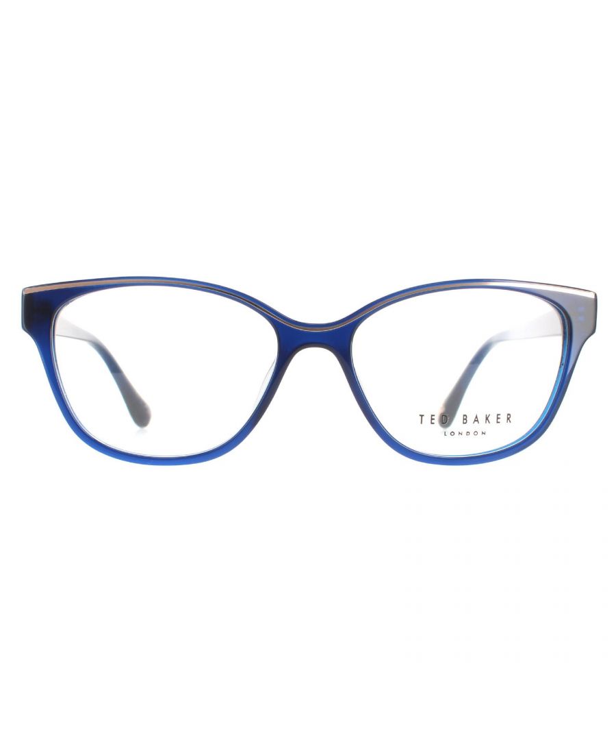 Ted Baker Cat Eye Womens Blue Opal and Gold TB9164 Regan Glasses are a stylish cat eye style crafted from lightweight acetate. One piece nose pads ensure all day comfort. Ted Baker's logo features on the slender temples for brand recognition.