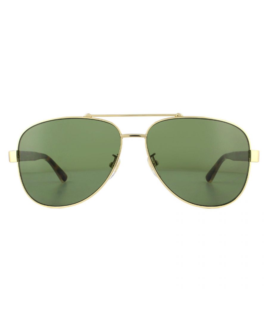 Image for Gucci Sunglasses GG0528S 009 Gold and Havana Crystal Green