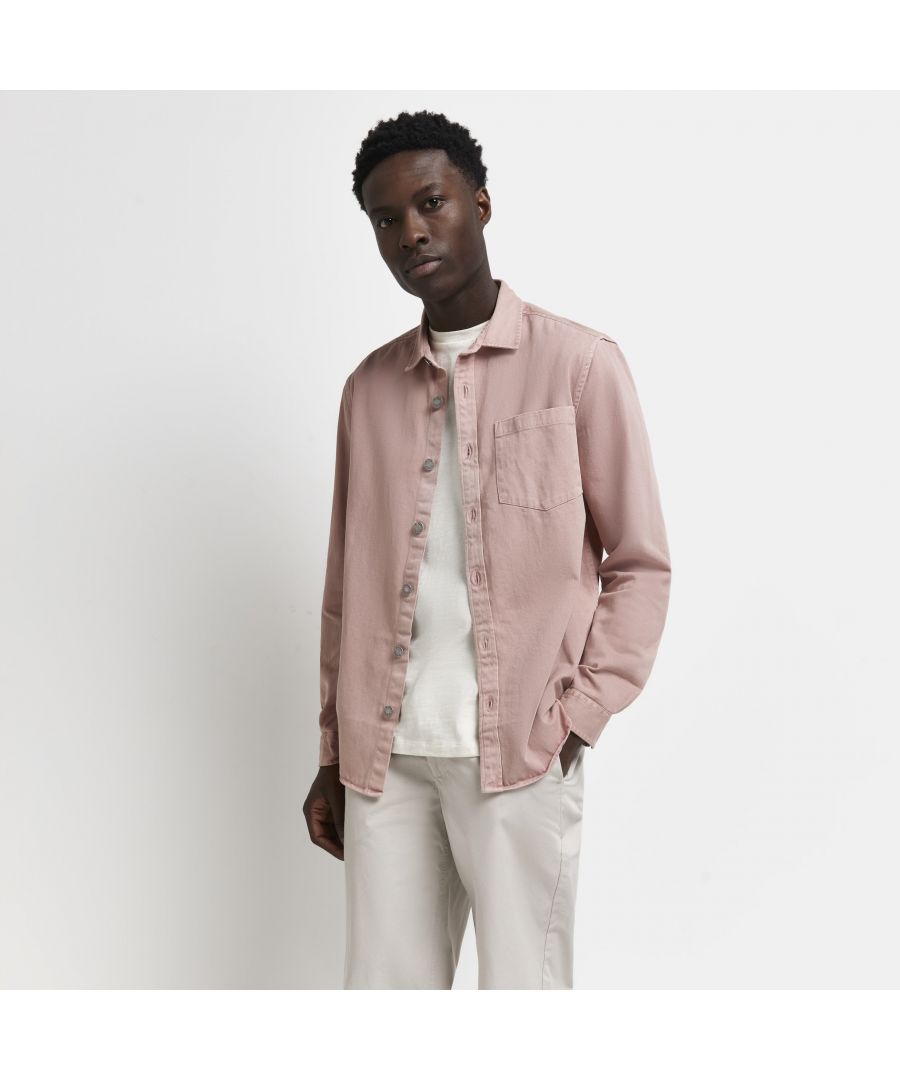 > Brand: River Island> Department: Men> Material: Cotton> Material Composition: 100% Cotton> Type: Button-Up> Pattern: Solid> Size Type: Regular> Fit: Slim> Closure: Button> Sleeve Length: Long Sleeve> Neckline: Collared> Collar Style: Spread> Season: AW21> Occasion: Casual