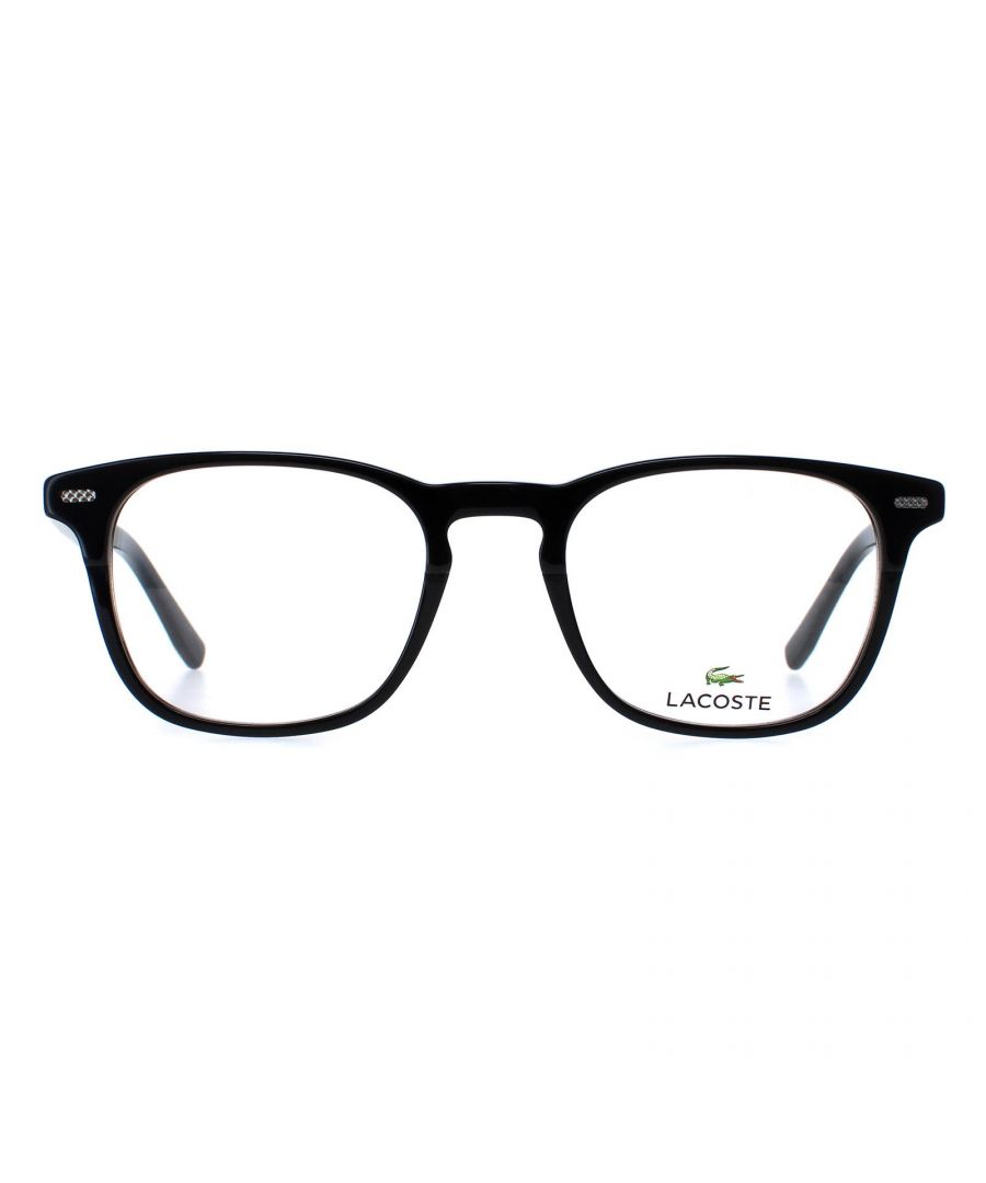 Lacoste Square Unisex Black L2832  Glasses are a modern and sophisticated eyewear option that exudes style and elegance. The frames are made of high-quality plastic that creates a sophisticated look that is both durable and comfortable.  The Lacoste branding on the temple adds a touch of elegance to these glasses,