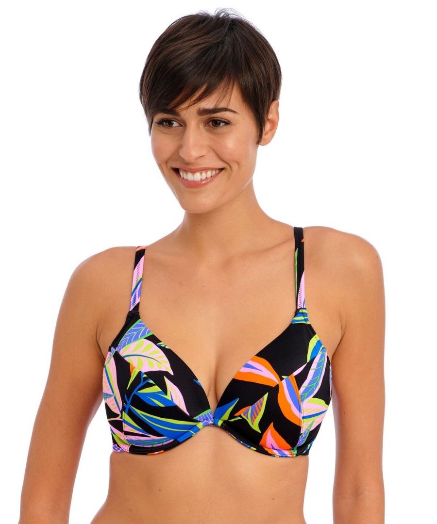 Freya Womens 204727 Desert Disco Underwired Plunge Bikini Top - Multicolour Elastane - Size 34FF