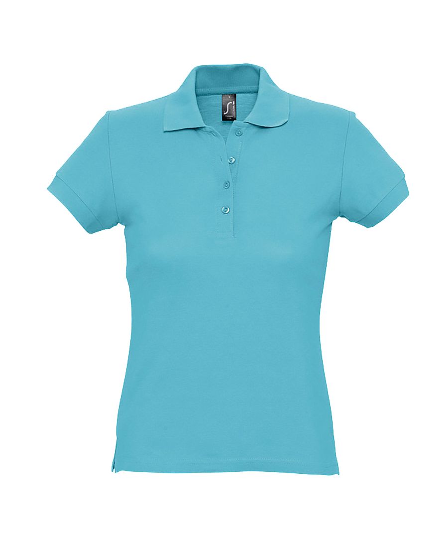 SOLS Womens/Ladies Passion Pique Short Sleeve Polo Shirt (Blue Atoll) Cotton - Size 2XL