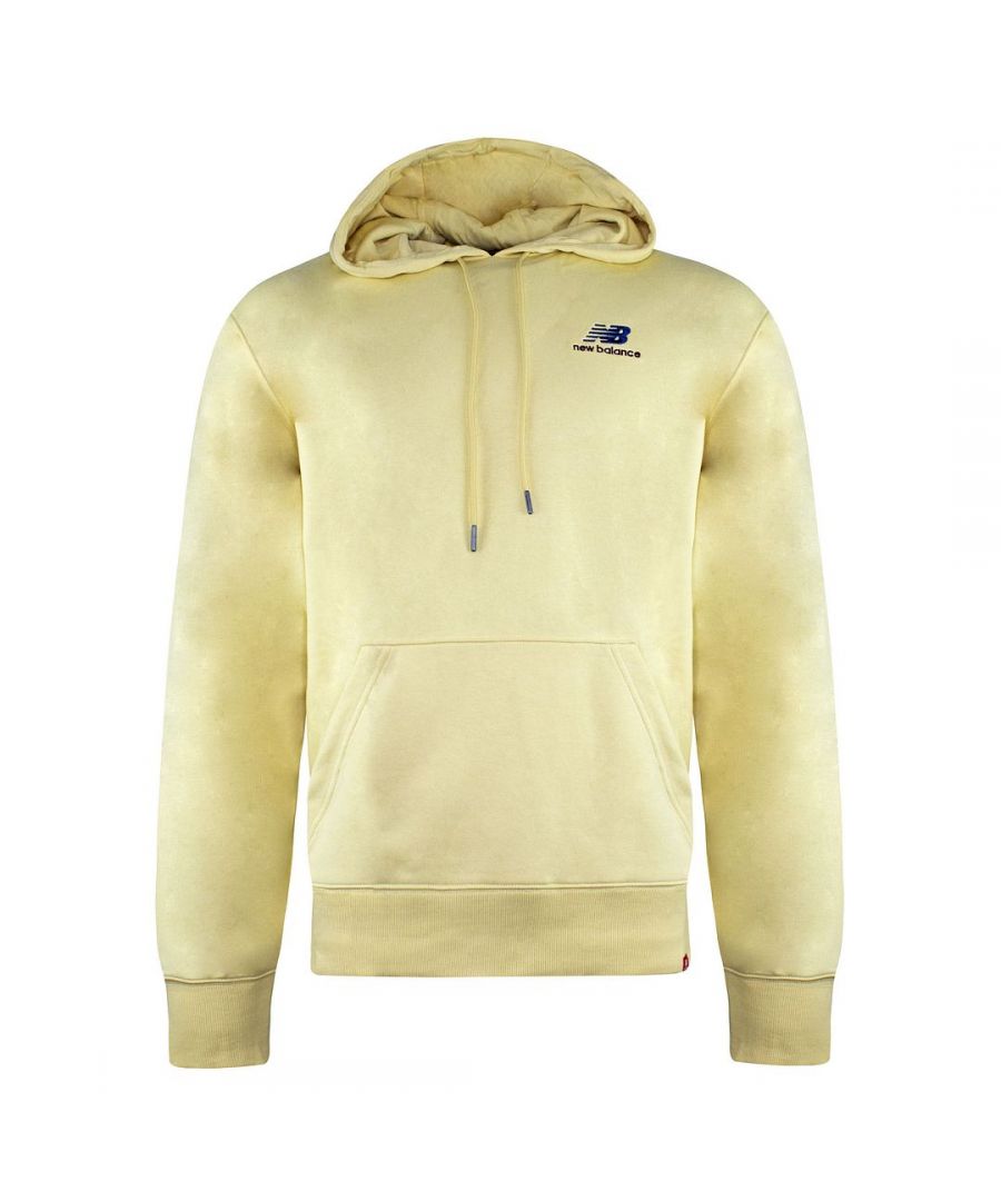 New Balance Long Sleeve Yellow Mens Essentials Embroidered Hoodie MT11550 PSW Cotton - Size X-Small