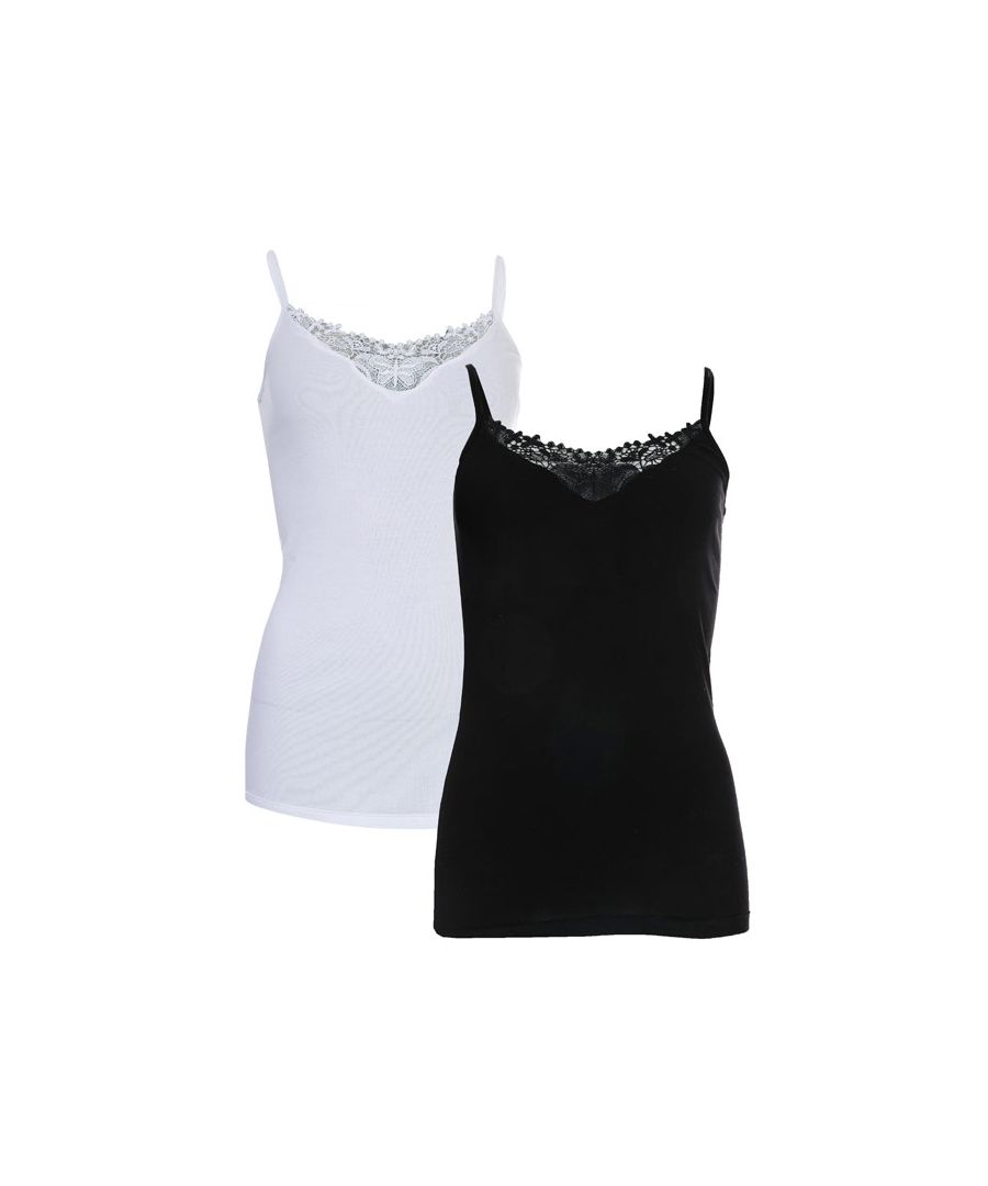Image for Women's Only Kira Life 2 Pack Lace Trim Vests in Black-White