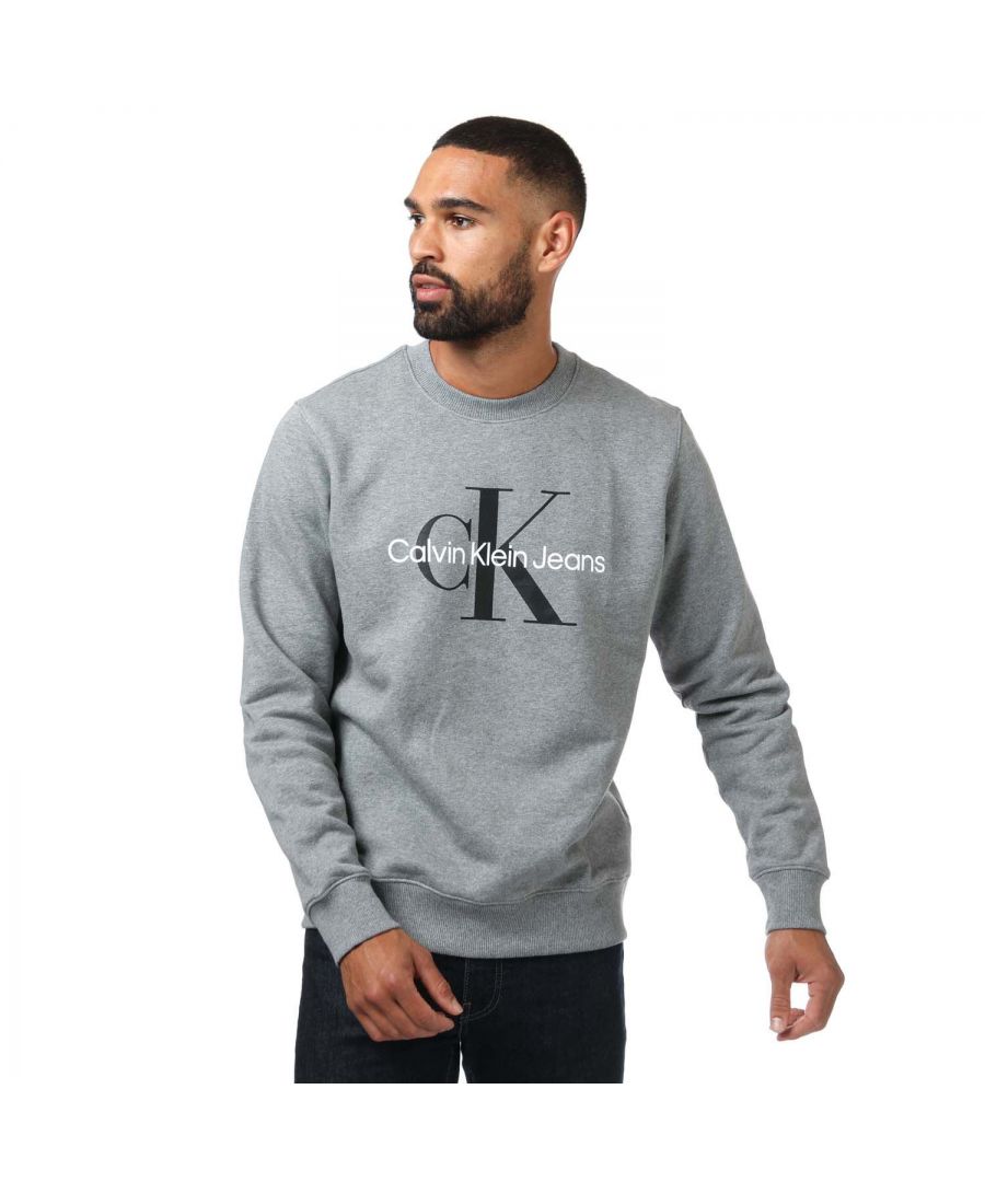 Calvin Klein Core sweatshirt met monogram voor heren, grijs