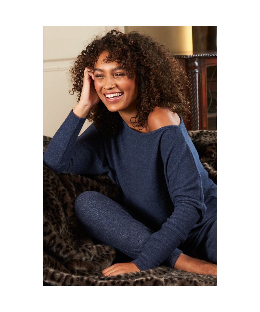 Image for Navy Blue Super Soft Batwing Sleeve Loungewear Top