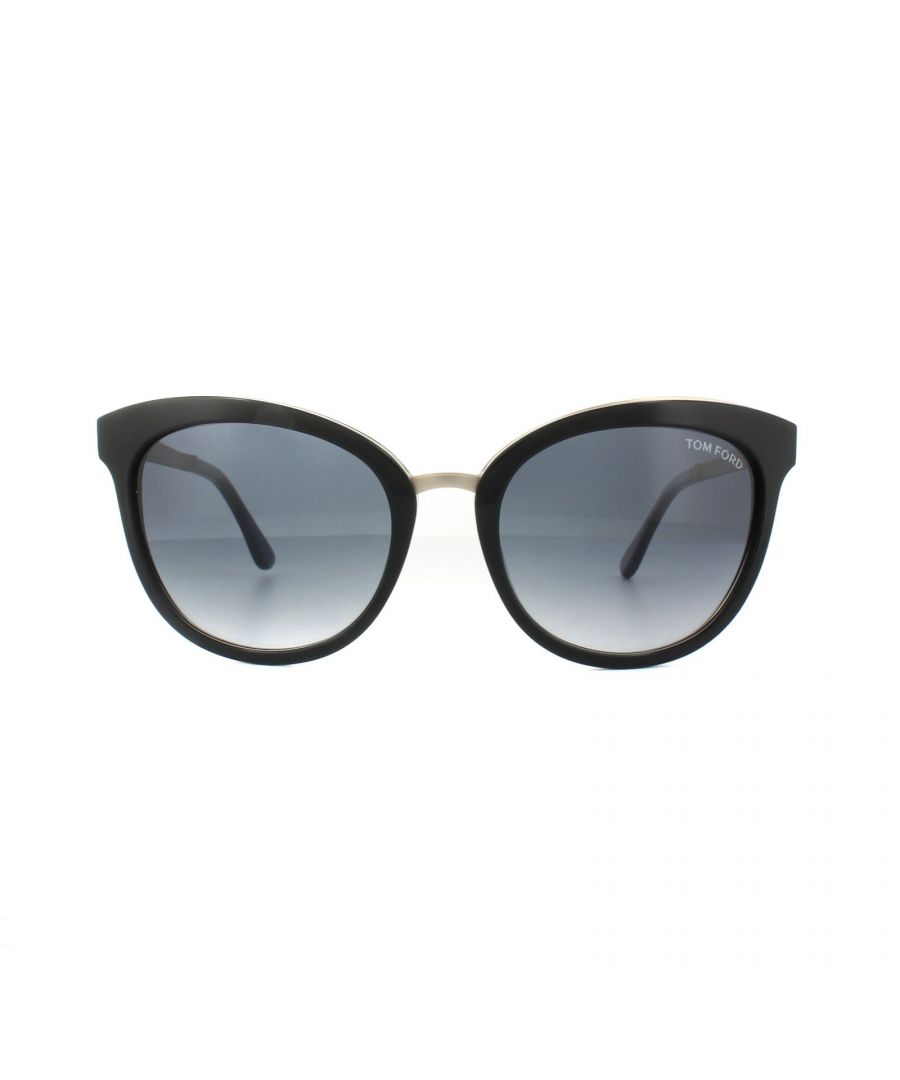 Tom Ford 0461 Emma Sunglasses are a chic elegant cat's eye style with that lovelym uplift to the corners. Metal bridge and temples add a modern finish with the iconic T siganture piece on the temples.