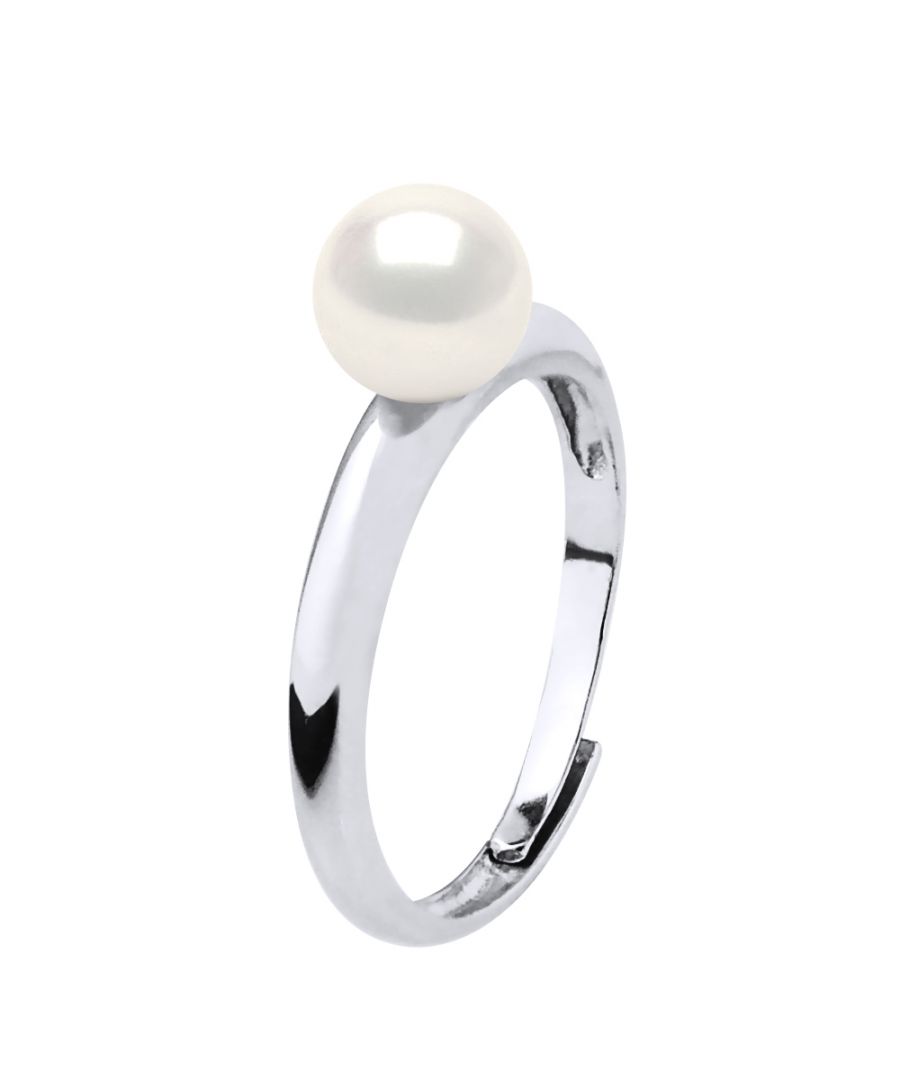 Ring Rush Genuine Freshwater Pearl Round 6-7 mm - Quality AAAA + - COLORI NATURAL WHITE - Adjustable from Size 48 to Size 62 - 925 Thousandth rhodium - 2 years warranty against manufacturing defects in its case with -Livrée a certificate of Authenticity and an International Warranty - All our jewels are made in France.