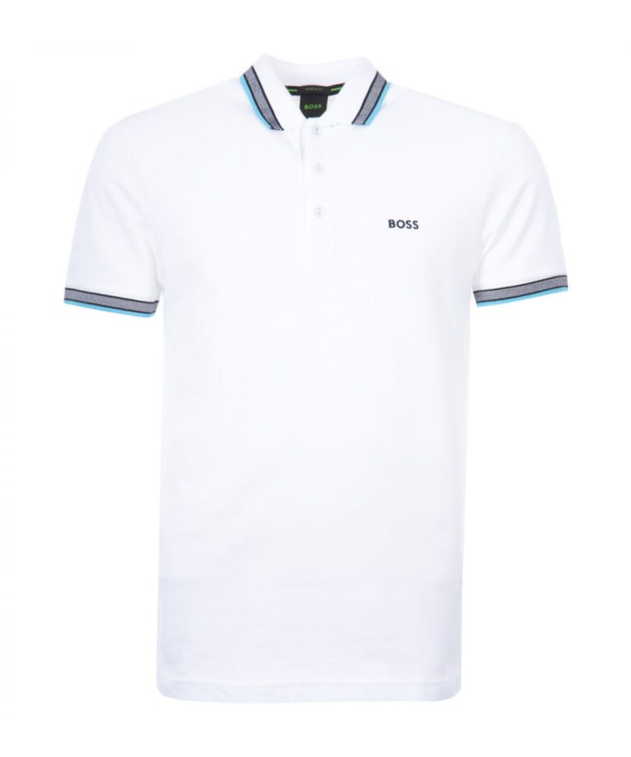 A versatile polo shirt from BOSS, constructed from pure organic cotton pique for day-long comfort and breathability. Featuring a classic flat knit collar and cuffs with contrast sportive stripes, a branded three-button placket, and a straight hem. Finished with the signature BOSS logo on the chest. Perfect for everyday wear, that will have you looking and feeling fresh from morning to night.Regular Fit, Pure Organic Cotton Pique, Classic Flat Knit Collar, Three Button Placket, Short Sleeves, Ribbed Cuffs, Contrast Sportive Stripe Details, BOSS Branding. Style & Fit:Regular Fit, Fits True to Size. Composition & Care:100% Organic Cotton, Machine Wash.