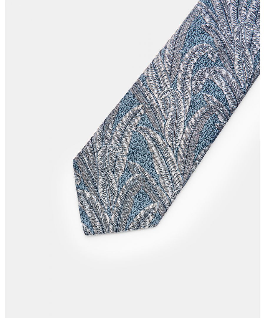 Image for Ted Baker Baysil Large Leaf Jacquard Silk Tie, Teal Blue