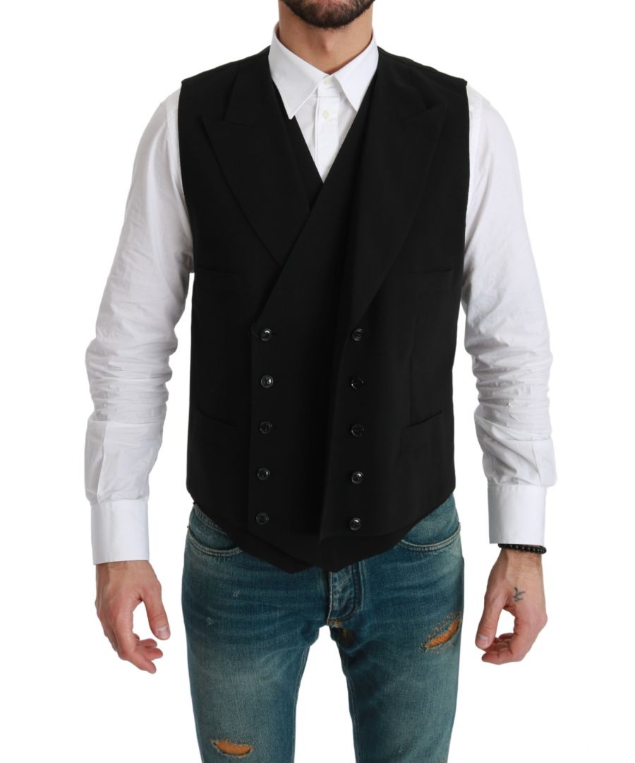 Image for Dolce & Gabbana White Black Stripes Waistcoat Formal Vest