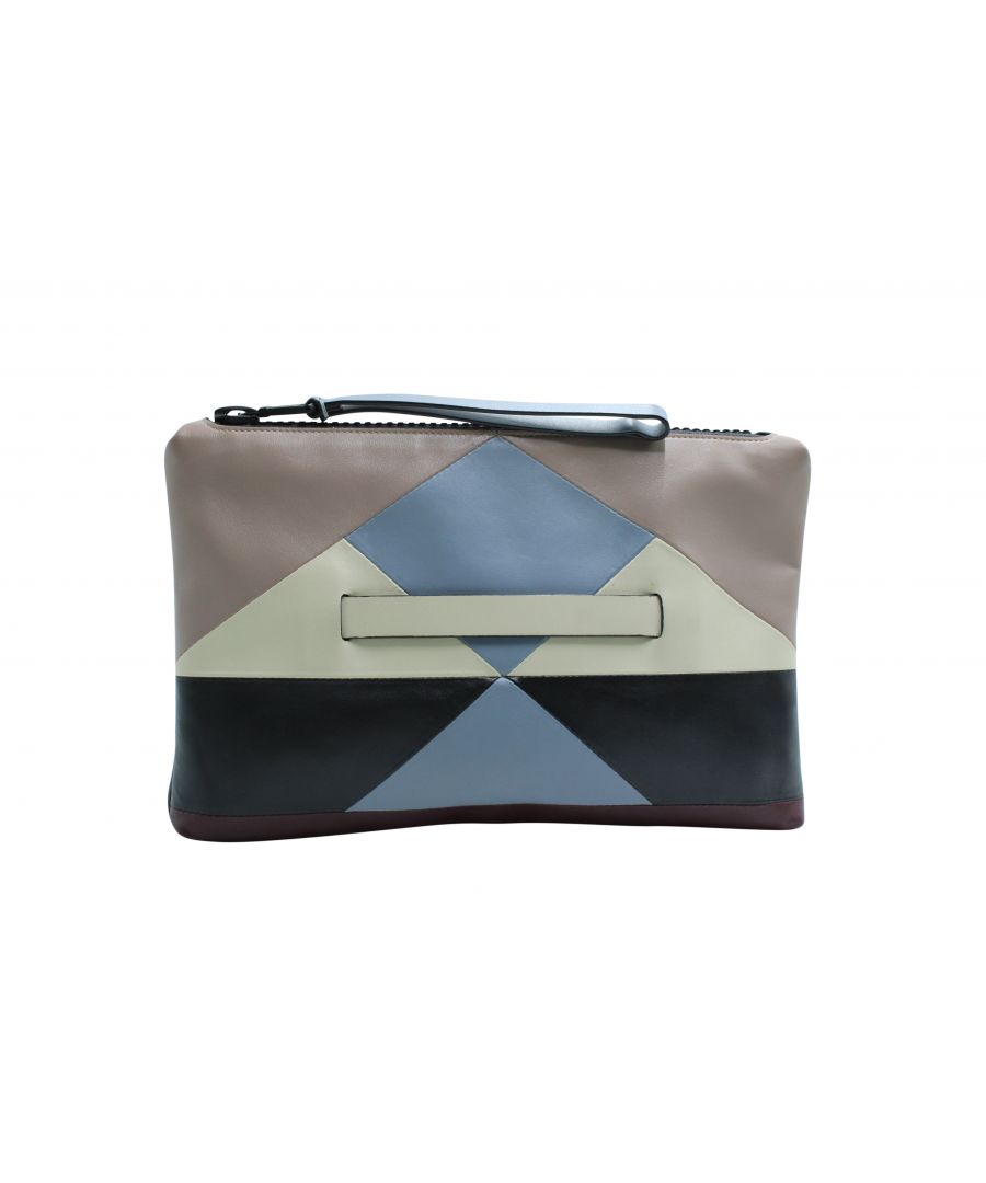 VINTAGE, RRP AS NEW\nThis Valentino clutch bag is absolutely stunning with its geomteric pattern of different colors. Perfect for casual days at the bar.\n\nValentino Geometric Pattern Clutch Bag in Multicolor Leather\nColor: multicolor\nMaterial: Leather\nCondition: very good\nSign of wear: slight wear\nSKU: 119726   \nWidth (mm): 20, Length (mm): 320, Height (mm): 220