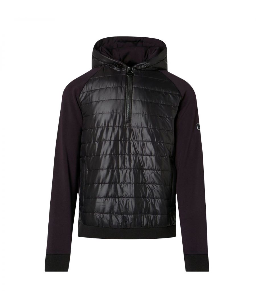 Combining a contemporary baffle design with a classic hooded sweatshirt silhouette, the Baffle Half Zip Hoodie from Barbour International is the perfect layering staple to add to your wardrobe. Showcasing a baffle-quilted front, adding warmth to your look and features an adjustable drawcord hood with a half zip fastening, twin front welt pockets and ribbed trims. Finished with the iconic rubberised Barbour International badge on the left sleeve.Tailored Fit, Stretch Polyester, Nylon Quilted Front, Adjustable Drawcord Hood, Half Zip Fastening, Twin Front Welt Pockets, Ribbed Cuffs & Hem, Barbour International Branding. Style & Fit:Tailored Fit, Fits True to Size. Composition & Care:Main: 86% Polyester & 14% Elastane, Front: 100% Polyamide, Machine Wash.