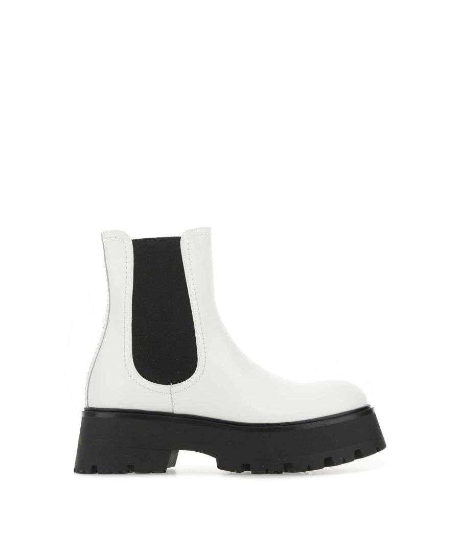 White leather Chelsea Rave ankle boots