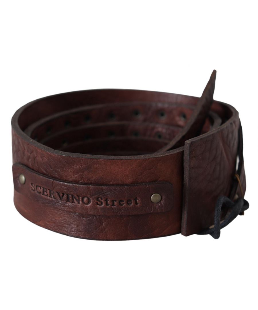 ERMANNO SCERVINO Ceinture ERMANNO SCERVINO 100% authentique, neuve et étiquetée, fabriquée en cuir véritable marron, cette ceinture classique est dotée d'un logo et d'un système de fermeture par corde.