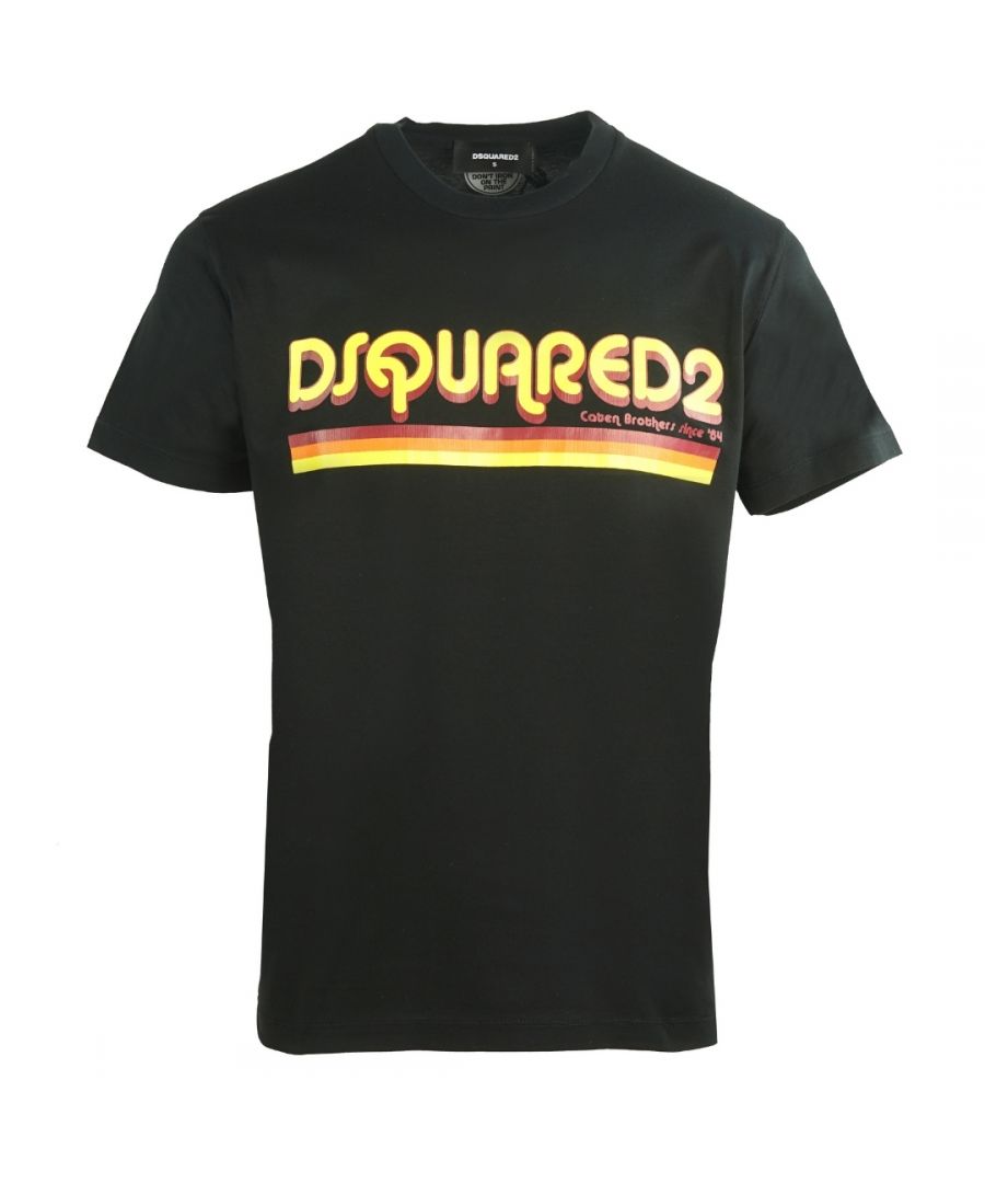Dsquared2 Cool Fit zwart T-shirt met logo met disco-lettertype D2 zwart T-shirt met korte mouwen. Cool Fit-pasvorm, past volgens de maat. 100% katoen. Disco merklogo. S71GD0887 S22427 900