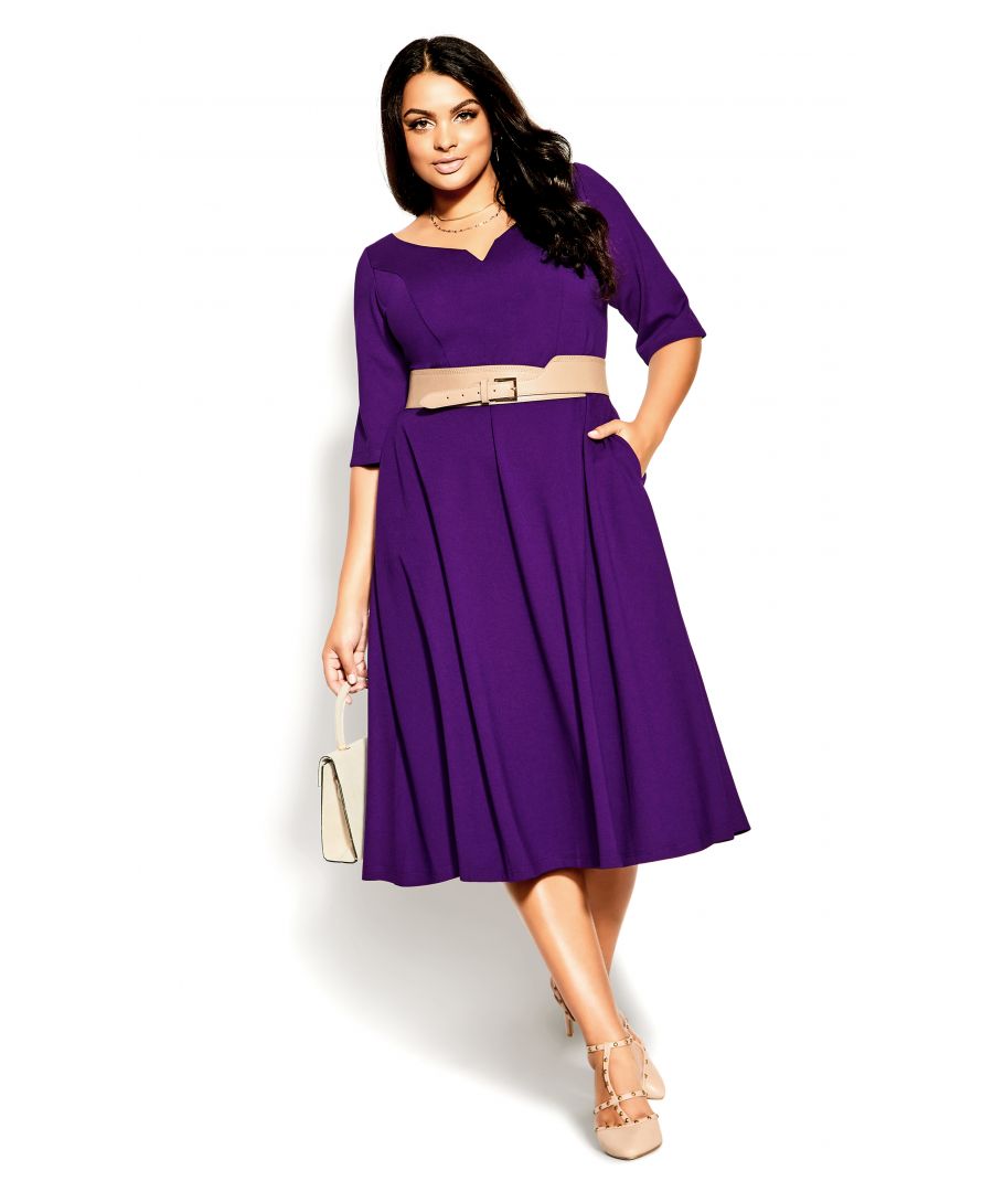 Perfect for date nights, evenings out or cocktail parties, the Cute Girl Elbow Sleeve Dress is the answer to every style woe! Showcasing a sweetheart V-neckline and flirty flared silhouette, this utterly form-flattering midi dress is perfect for versatile styling. Key Features Include: - Deep sweetheart V-neckline - Elbow sleeves - A-line skirt - Lined to the waist - Side pockets - Heavyweight stretch fabrication - Midi length Level up the glam with shiny pumps and sparkling drop earrings.